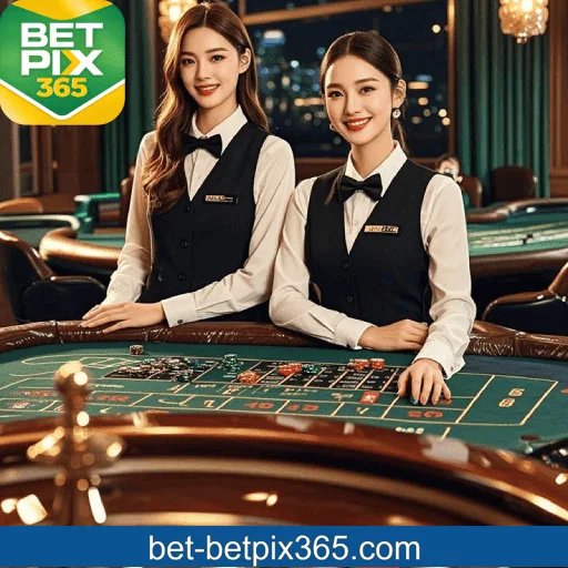 Imagem mostrando o cassino ao vivo da BetPix365 com dealers reais conduzindo jogos de mesa